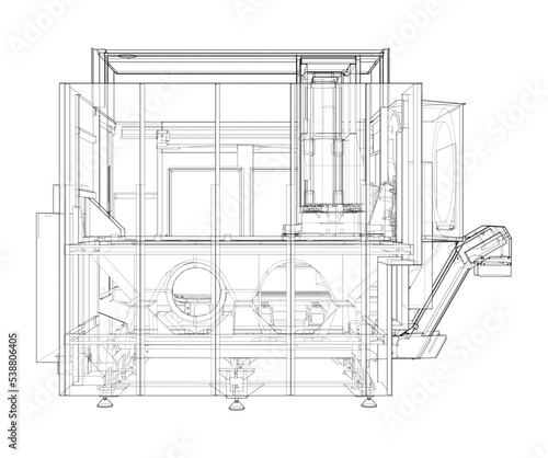 Metalworking CNC milling machine. Vector