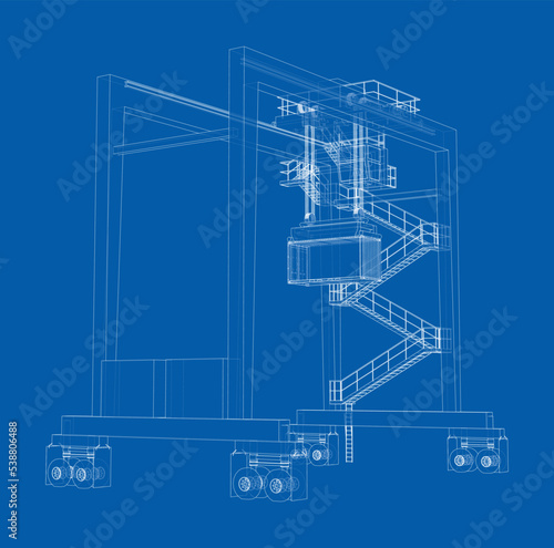 Port cargo crane. Vector