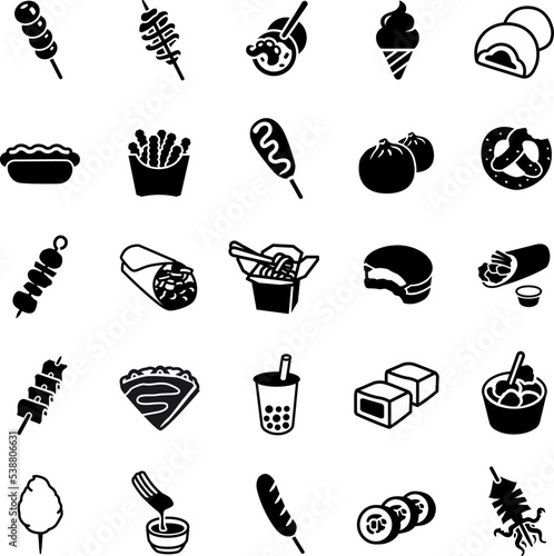 Street foods glyph vector icons