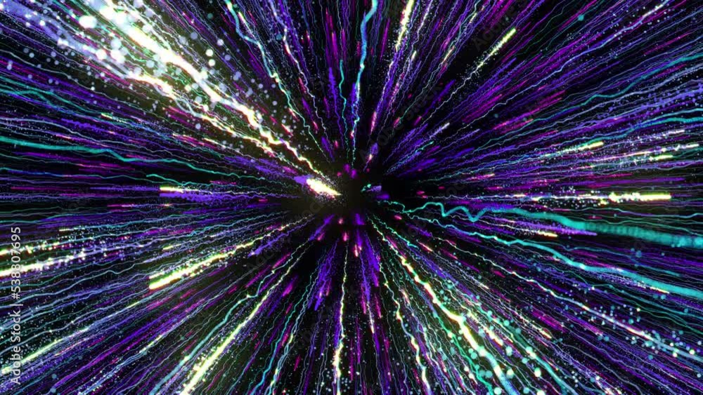 Bright multi-colored particles fill the space with jets of energy and light. Shiny colorful abstract background for bright festive decoration Bright multi-colored particles fill the space with jets of energy and light. Shiny colorful abstract background for bright festive decoration