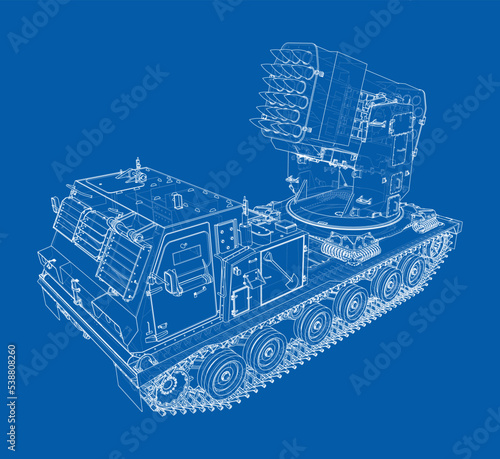Military track missle system. Vector