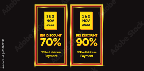 Wallpaper Mural Discount card or voucher template design with gold frame. Special offer price signs. Gold Card Torontodigital.ca