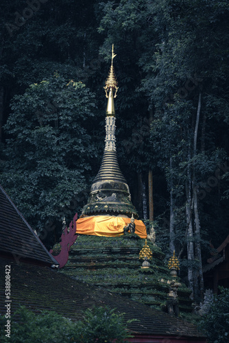 Ancient pagoda of Wat Palad or Wat Pha Lat temple the secret hidden temples nestled in the jungle is the travel destination of Chiang Mai, Thailand. photo