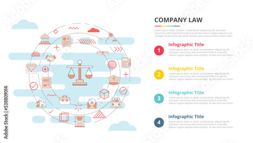 company law concept for infographic template banner with four point list information