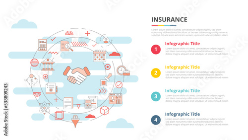 insurance concept for infographic template banner with four point list information