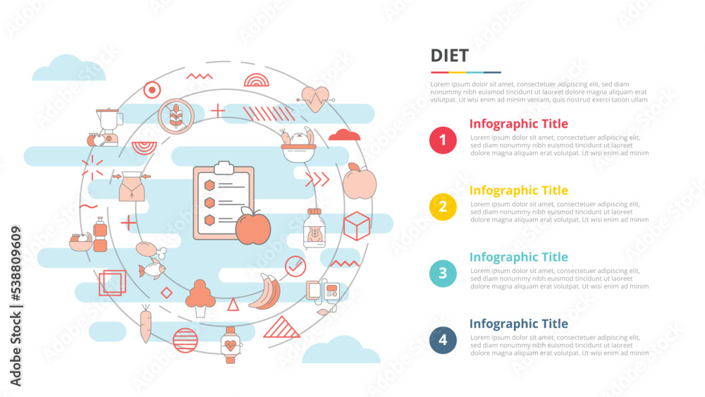 diet plan concept for infographic template banner with four point list ...