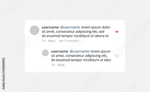 Mobile app. Comment window. Vector illustration.