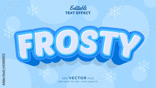 Editable text style effect - winter text with snow illustration
