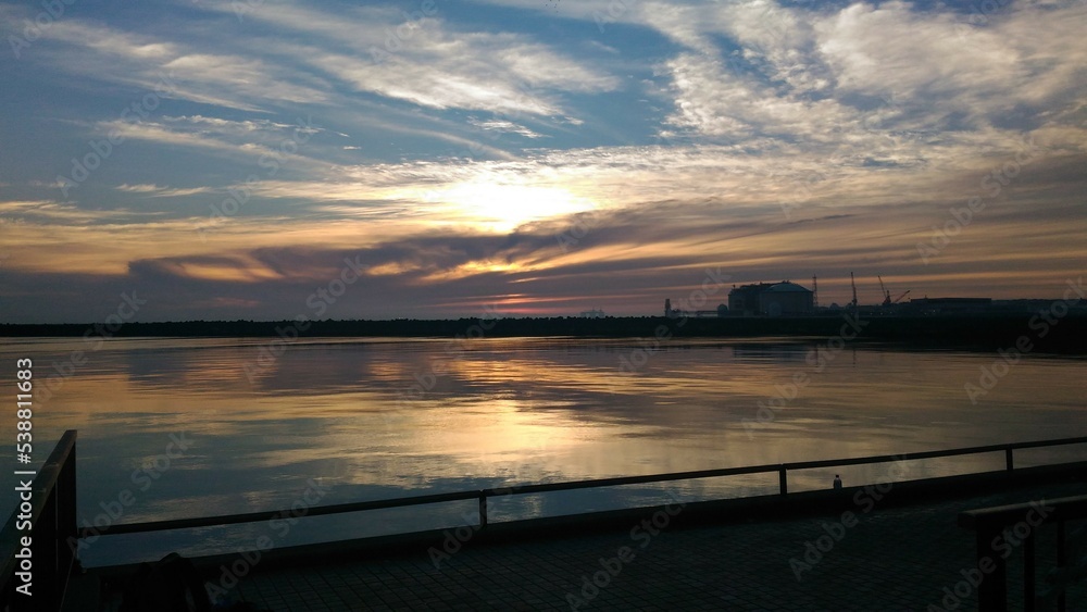 sunset over the river