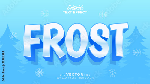 Editable text style effect - winter text with snow illustration