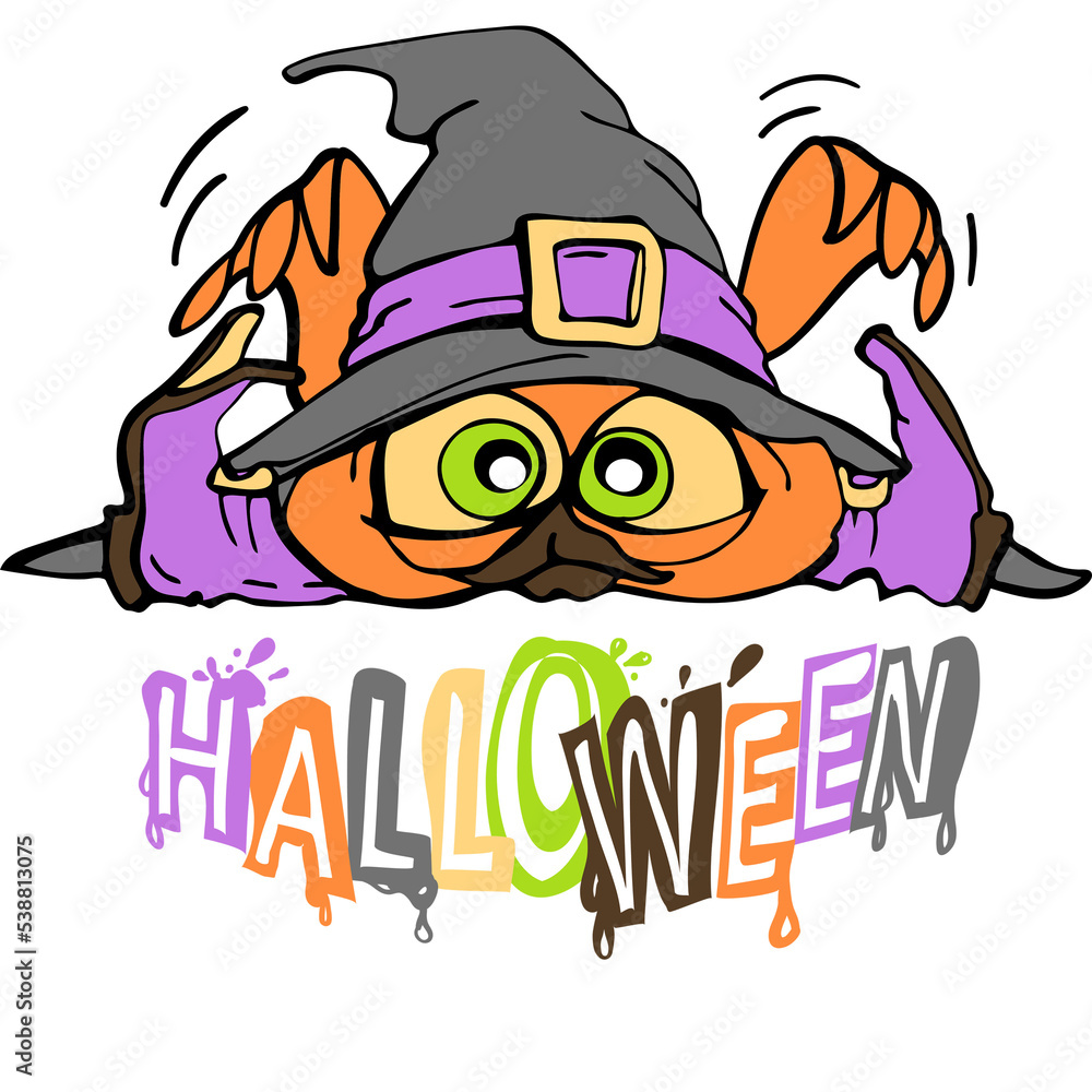 Fototapeta premium Owl with Halloween letters. An inscription and a funny character. Not a scary horror story - an owl. Template for postcards, stickers and prints on T-shirts and mugs.PNG, isolated