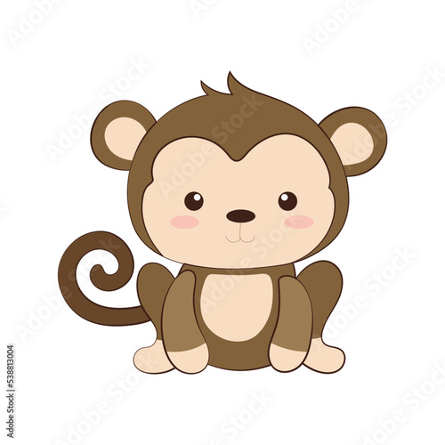 Vector illustration of cute cartoon monkey