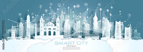 Technology wireless network communication smart city travel architecture in Panama.
