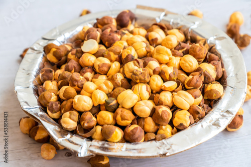 Roasted chickpeas, roasted black chana or chana masala, indian snack