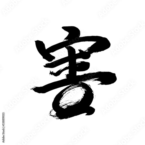 Japan calligraphy art【harm・damage・scathe・해】日本の書道アート【害・がい・ガイ・そこなう】／This is Japanese kanji 日本の漢字です／illustrator vector イラストレーターベクター