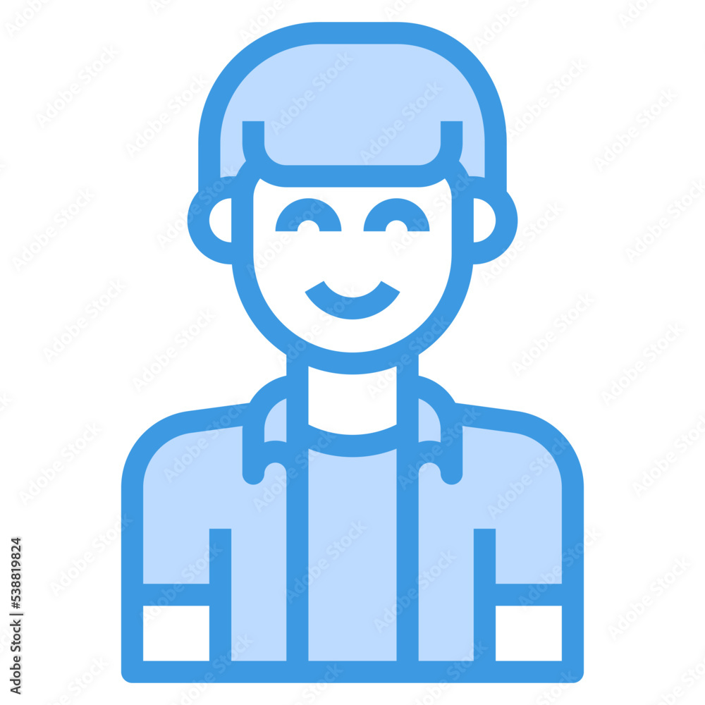 avatar blue outline icon