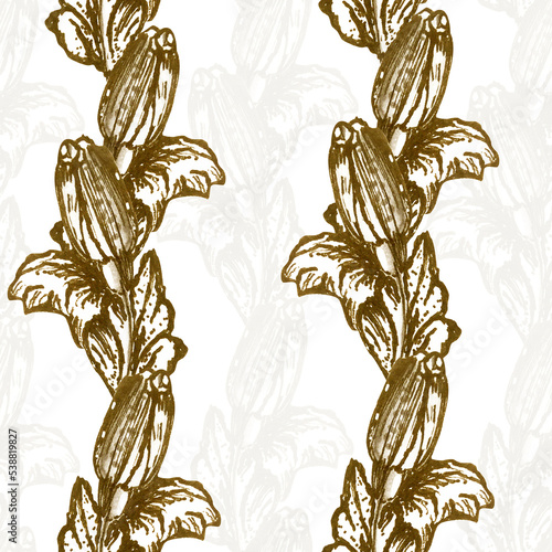 pattern with vintage flowers on opacity background