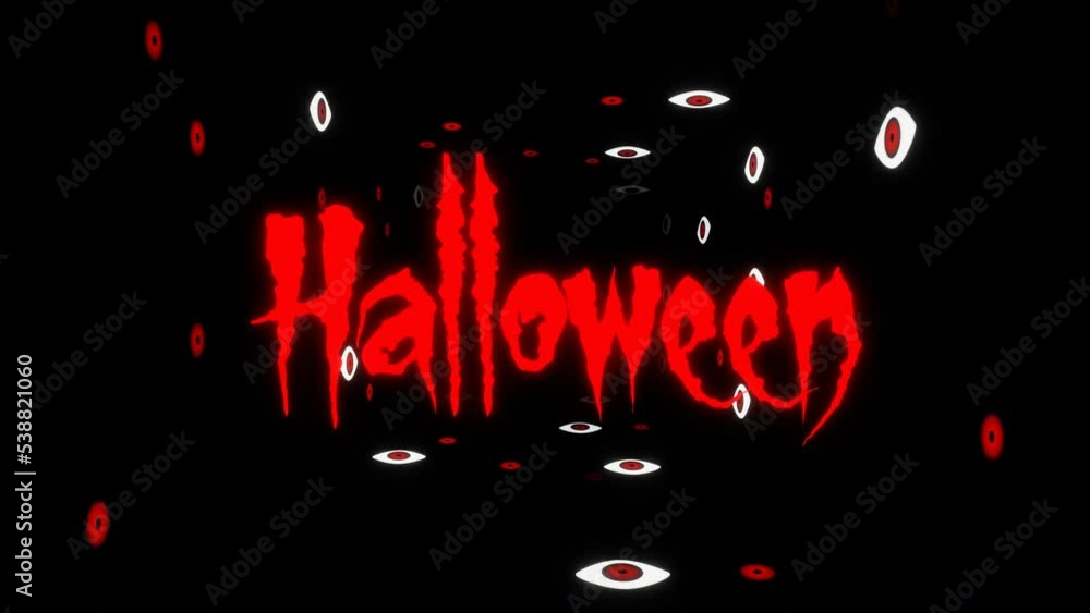 Blinking red halloween text in the eyes tunnel animation loop background Blinking red halloween text in the eyes tunnel animation loop background