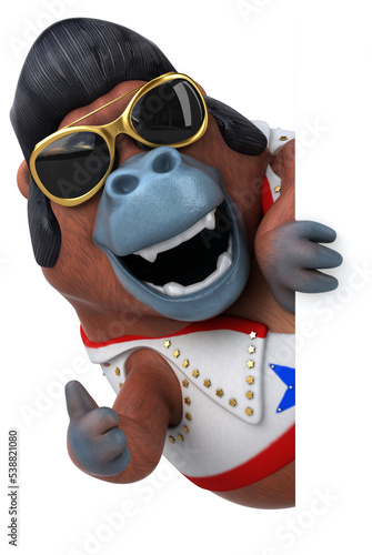 Fun 3D cartoon illustration of a Orang Outan rocker © Julien Tromeur