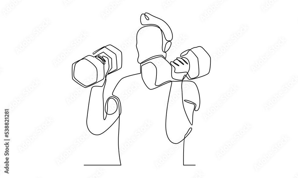 Continuous Line of a Strong Athletic Guy Lifting Weights and Bodybuilder Training Continuous Line of a Strong Athletic Guy Lifting Weights and Bodybuilder Training