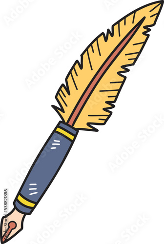 Hand Drawn Feather quill pen illustration
