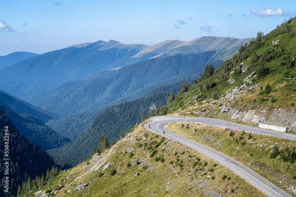 Amazing view of the north part of famous Transfagarasan serpentine mountain road between Transylvania and Muntenia, Romania