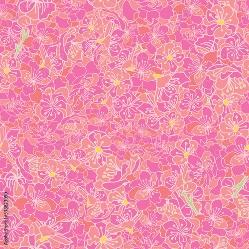 Vector light pink peach and plum blossoms for Chinese new year celebrations background pattern