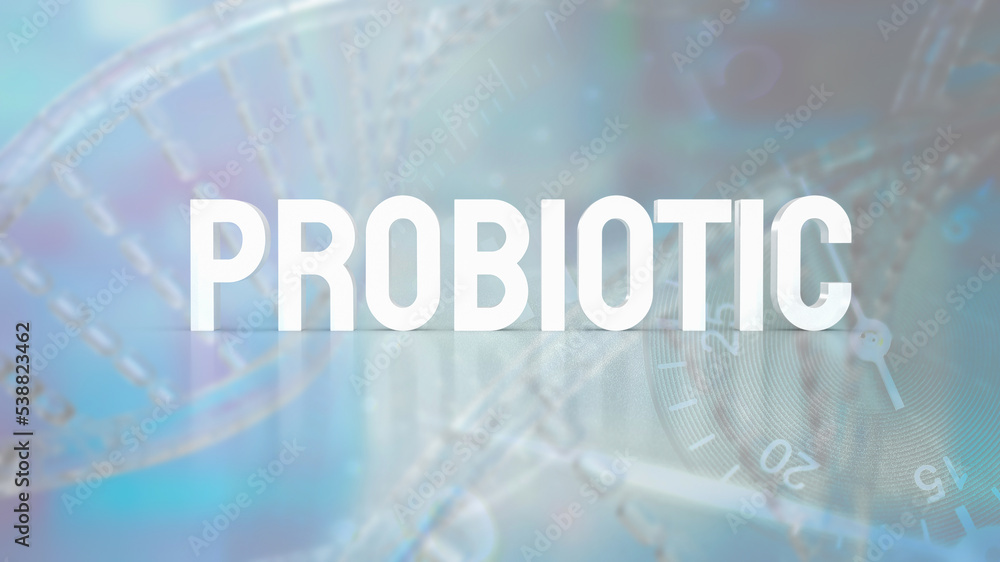 The white text probiotic on sci background 3d rendering