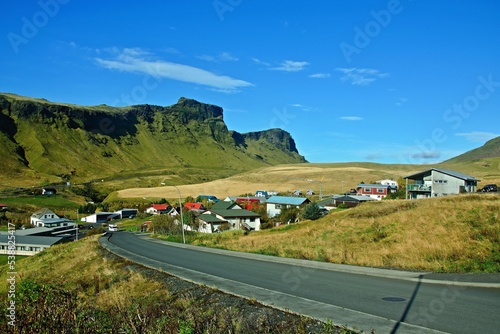 Iceland-view of Vík, the southernmost village in Iceland