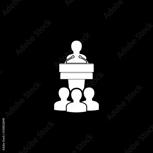 Auction auctioneer sells icon isolated on dark background