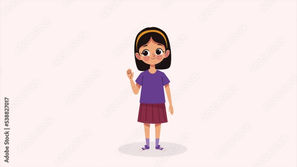 little kid girl happy character little kid girl happy character