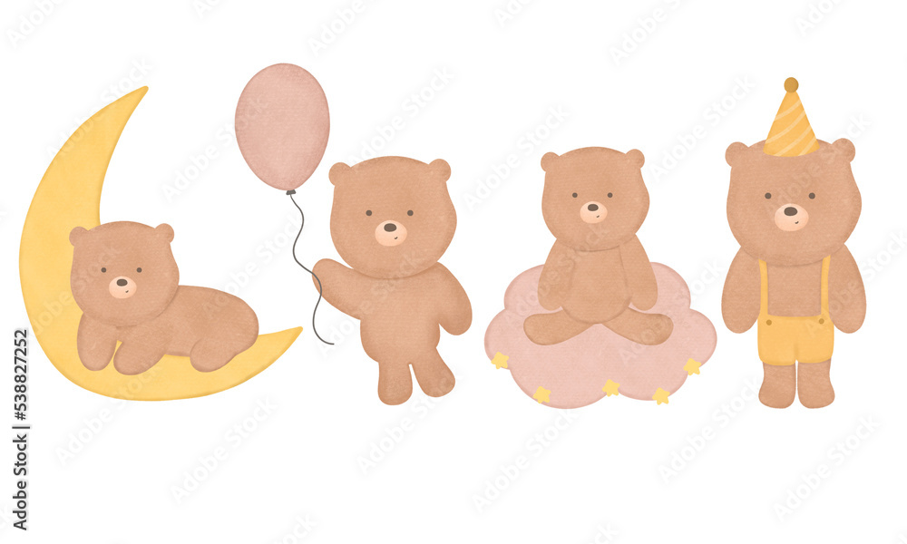 set of animals, teddy bears cute collection,hand drawn bear illustrations set of animals, teddy bears cute collection,hand drawn bear illustrations