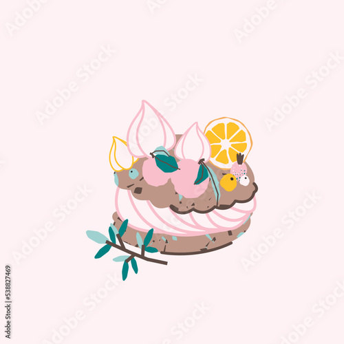 Stylish macaroon illustration. Vector card, print, design
