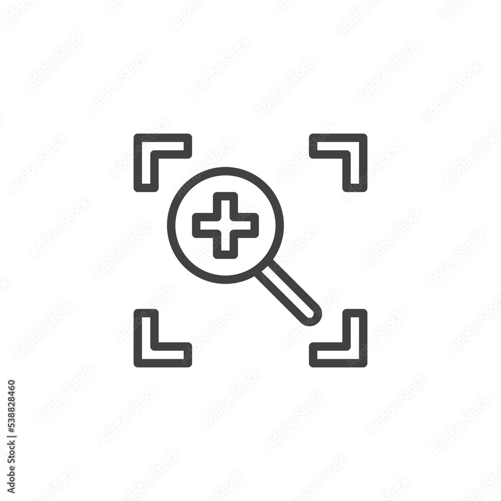 Obraz premium Camera Zoom in mode line icon