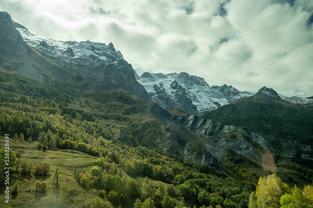 Naklejka premium the landscape from the Alps in mid October with some snow and high mountains