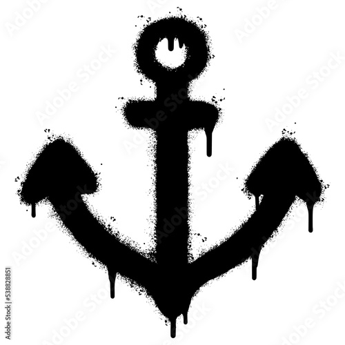 Spray Painted Graffiti anchor icon Sprayed isolated with a white background. graffiti anchor with over spray in black over white. Vector illustration.