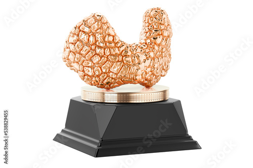 Human thyroid golden award concept. 3D rendering