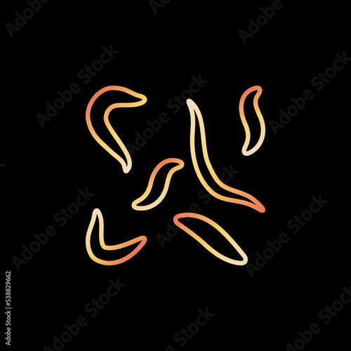 Nematodes or Ascarids vector concept line yellow icon or sign