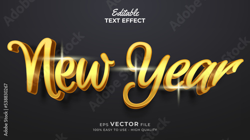 Editable text style effect - new year 3d text effects with gold style