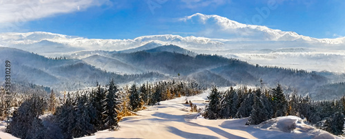 majestic carpathian mountains in winter, wonderful view