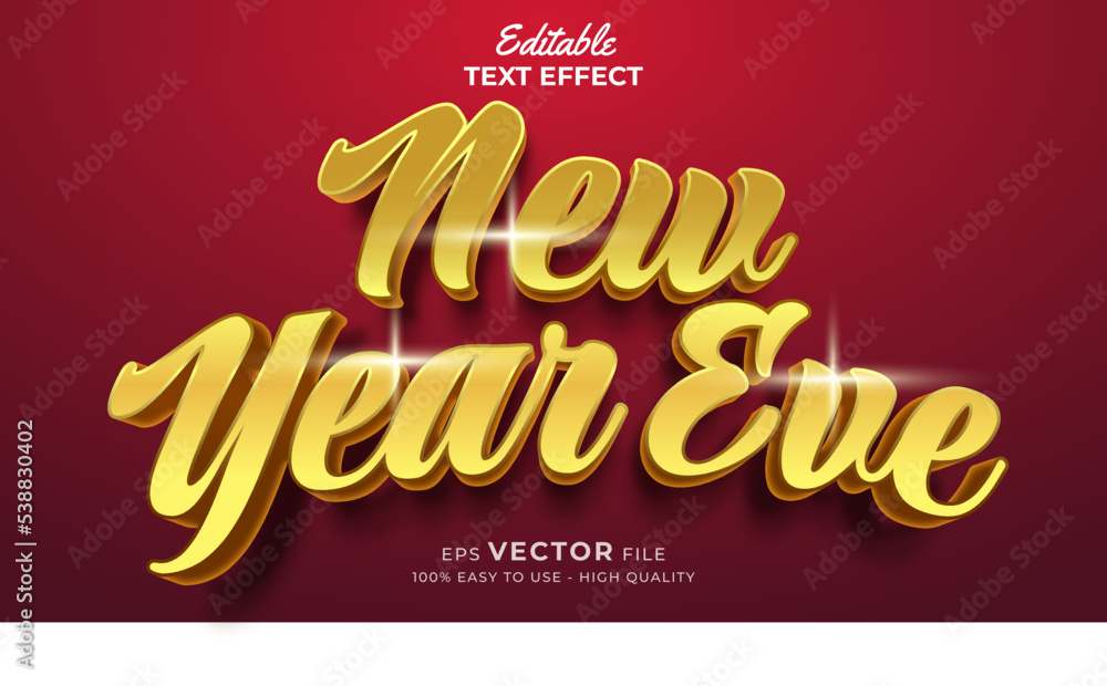 Editable text style effect - new year 3d text effects with gold style Editable text style effect - new year 3d text effects with gold style