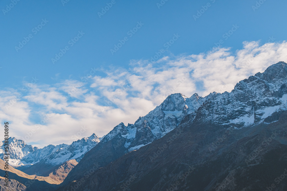 the landscape from the Alps in mid October with some snow and high mountains