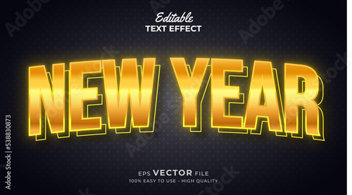 Editable text style effect - new year 3d text effects with gold style
