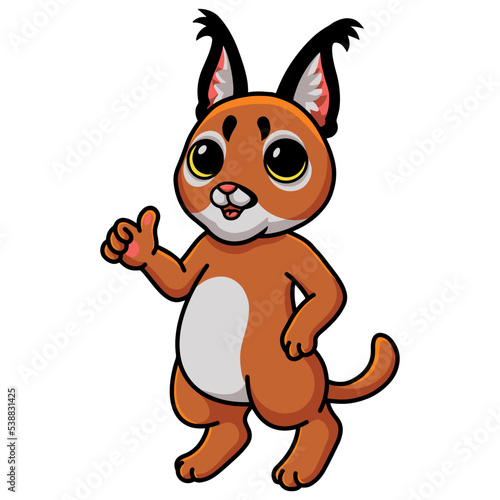 Cute caracal cat cartoon giving thumb up