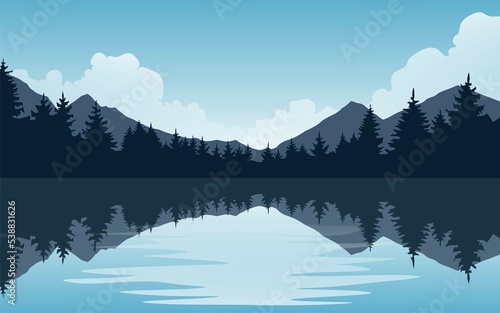 landscape with mountains and lake  © Sergey