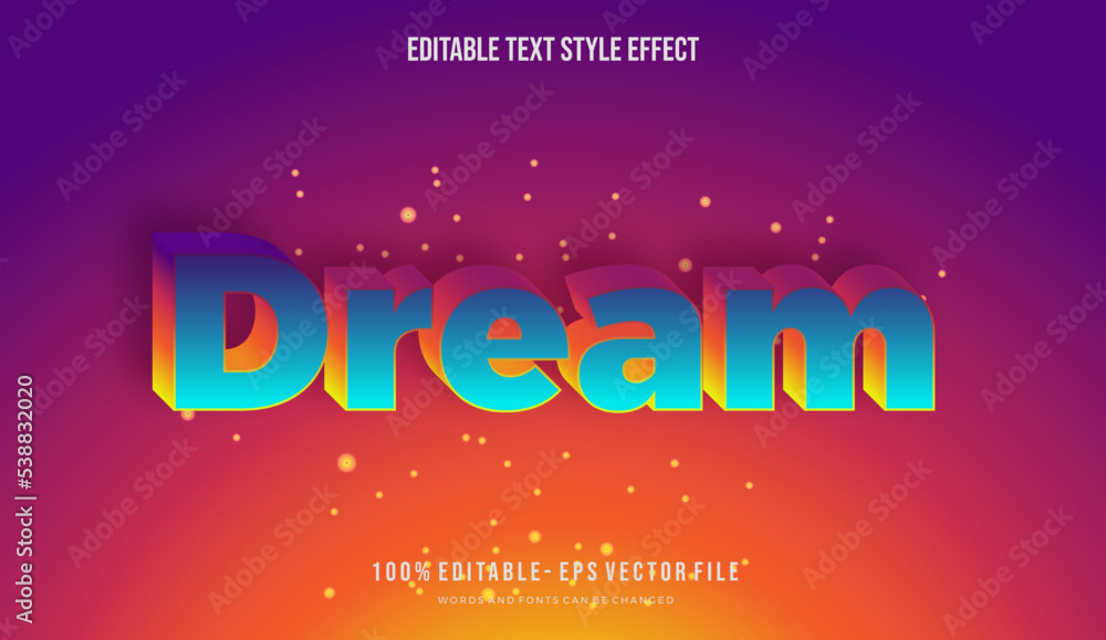 Modern vivid color bright text style effect. Editable vector fonts