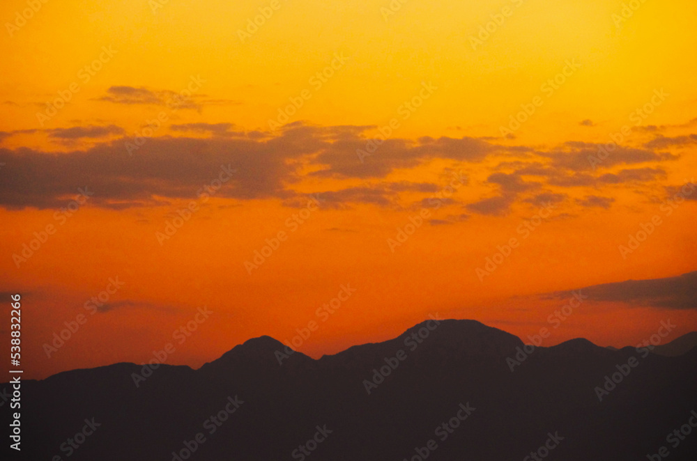 Beautiful sunset colors over the mountains