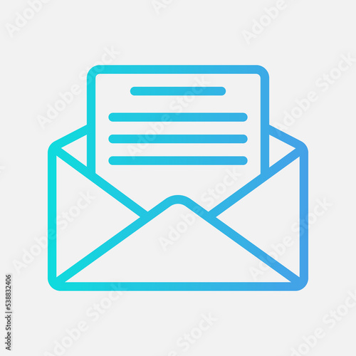 Open email icon in gradient style about email, use for website mobile app presentation