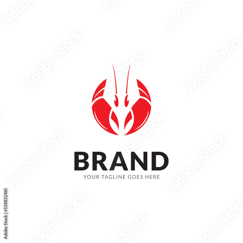 Crayfish Prawn Shrimp Lobster Claw Seafood Circular Label logo design inspiration.