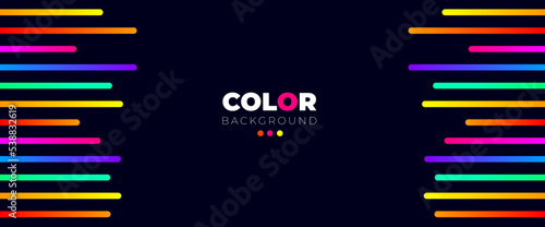 Background with geometric shapes and neon style. Dark blue background with colored forms. colorful line blue background design.